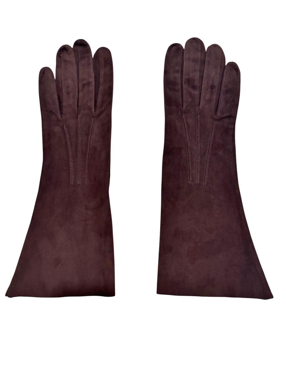VTG Brown Nubuck Leather Unlined Forearm Gloves Womens 7.5 Meyers Make Polava